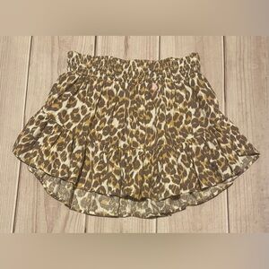 Aerie Size Medium Smocked Waist Ruffle Mini Skirt Leopard Print Cheetah